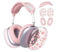 BlHMCASE Headphone Cover for AirPods Max, Cute Guava Bow Clear Ear Cups Covers, Pink Silicone Ear Pad Case Headband Cover for Apple AirPods Max