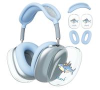 BlHMCASE Headphone Cover for AirPods Max, Cute Kawaii Shark Clear Ear Cups Covers, Blue Silicone Ear Pad Case Headband Cover for Apple AirPods Max