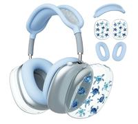 BlHMCASE Headphone Cover for AirPods Max, Cute Sea Blue Turtle Clear Ear Cups Covers, Blue Silicone Ear Pad Case Cover Headband Cover for Apple AirPods Max
