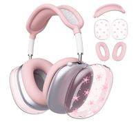 BlHMCASE Headphone Cover for AirPods Max, Cute Star Clear Ear Cups Covers, Pink Silicone Ear Pad Case Covers Headband Cover for Apple AirPods Max