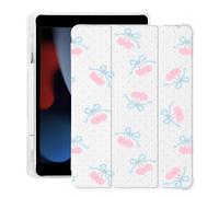 BlHMCASE Kawaii Cute Cherry Bow for iPad Air 11 Inch Case 7th/6th Generation (M3/M2) 2025/2024 with Pencil Holder, Auto Sleep/Wake, White Leather Soft TPU Back Cover