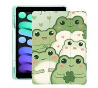 BlHMCASE Kawaii Cute Frog for iPad (A16) 11th Generation Case 11 Inch 2025, for iPad 10th Generation Case 10.9 Inch 2022 with Pencil Holder, Auto Sleep/Wake, Green Leather Soft TPU Back Cover