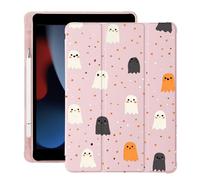 BlHMCASE Kawaii Cute Halloween Ghost for iPad Air5/Air4 Case with Pencil Holder, Auto Sleep/Wake, Pink Leather Soft TPU Back Cover for iPad 10.9 Inch 2022/2020