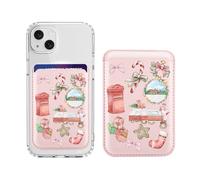 BlHMCASE Magnetic Wallet Compatible with MagSafe for iPhone 17/16/15/14/13/12 Series, Cute Christmas Cane Car Bow Pink Leather for Magsafe Card Holder for Women Teen Girls