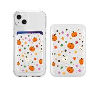 BlHMCASE Magnetic Wallet Compatible with MagSafe for iPhone 17/16/15/14/13/12 Series, Cute Kawaii Fall Pumpkin Star Leather for Magsafe Card Holder for Women Teen Girls