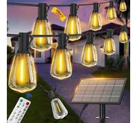 BLIATLUS 100FT Solar String Lights Remote 32 Shatterproof ST38 LED Outdoor