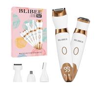 BLIBEE 5-in-1 Bikini Trimmer for Women - USB-C Rechargeable Electric Razor with LED Display, Painless Shaver for Bikini, Legs, Underarms, Face, Eyebrows & Nose (Gold)