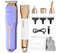 BLIBEE Women's Hair Trimmer Set - Waterproof Electric Clippers & 4-in-1 Bikini Trimmer, Deluxe Hair Trimmer, Wet/Dry Body Shaver for Nose, Eyebrows, Beard, Pubic Hair, Blue