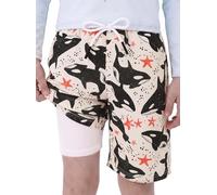 BliBliTaTa Boys Swim Trunks Quick Dry with Stretch Compression Liner, Beach Shorts for Toddler, Swimwear 2T 3T 4T 5 6 7 8 10 12 14 16 Years Killer whale-8Y