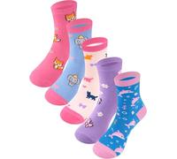BliBliTaTa Girls Kids Socks Crew Socks 5 Pack Youth Cute Novelty Fun Cotton Seamless Toe Breathable Durable Fashion for4-6,6-8,Years Old Elephant Butterfly Whale Fox