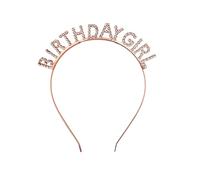 Bliceon 1 Pcs Birthday Girl Headband, Crown Happy Birthday Tiaras, Rhinestone Happy Birthday Accessories, Happy Birthday Headband for Women Girls - Rose Gold