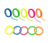 Bliceon 10 Rolls Removable Highlighter Tape - 6mm x 5m Neon Fluorescent Strips - Transparent Writable Marking Tape for Students and Teachers - for Book and Reading Highlights