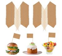 Bliceon 100 Mini Toothpick Flags - Double-Sided Food Labels for Parties, Buffets, and Cupcake Toppers - Blank Khaki Flags on Sticks for Dishes, Fruit Platters, and Event Decorations