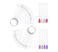 Bliceon 100 Pcs Clear Nail Swatch Sticks - Fan-Shaped Nail Color Display Tips with Metal Ring for Salon and Beginner Nail Art - Transparent Nail Sample Guide for Professional Use