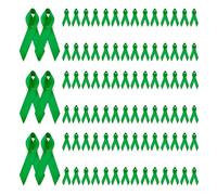 Bliceon 100 Pcs Ribbon Brooch, Satin Ribbon Awareness Pins for Domestic Violence, Lupus, Alzheimer's, Pancreatic Cancer, Green Bow Brooch