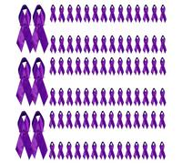 Bliceon 100 Pcs Ribbon Brooch, Satin Ribbon Awareness Pins for Domestic Violence, Lupus, Alzheimer's, Pancreatic Cancer, Purple Bow Brooch