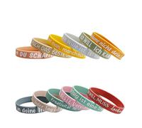 Bliceon 12 Motivational Bracelets in German, Silicone Bracelets with Inspirational Sayings, Power Bracelets Set for Teens, Women and Men - Gift for Motivation and Inspiration
