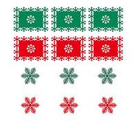 Bliceon 12 Pack Christmas Table Place Mats and Coaster, Red and Green Snowflake Design Set for Christmas Party Winter Holiday Wedding Dinner Decoration