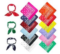 Bliceon 12 Pack Colourful Paisley Bandanas, Unisex Headbands, Nylon Bandana Straps, Hoods, Skull Caps, Face Coverings, Square Cowboy Bandanas, Outdoor Accessories, 21x21in