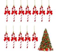 Bliceon 12Pcs Christmas Glitter Candy Cane, Candy Cane Christmas Tree Decorations With Bow, Red Twisted Crutch Canes Xmas Tree Bows for Xmas Trees Decorations, Home Display, Festival Party