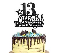 Bliceon 13th Birthday Cake Topper - Teenager Cake Decoration for 13th Birthday Party Supplies - Black Glitter Teen Birthday Decor and Accessories