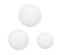 Bliceon 150 Pcs Round Paper Doilies, White Decorative Doilies in 3 Sizes for Buffet, Cakes, Fried Food, Party, Wedding and Table Decorations, Hite louvre Paper Circle