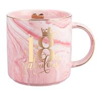 Bliceon 18th Birthday Gifts for Girls, Fabulous 18th Birthday Coffee Mug with Card, 11oz Pink Marble Coffee Mug, Funny 18 Year Old Gift for Girls, Daughter, Niece, Sister, Best Friend