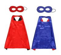 Bliceon 2 Pack Capes and Felt Masks Set, Double-Sided Reversible Cloaks for Halloween Cosplay, Superhero, Birthday Parties, Masquerade and Dress-Up Accessory