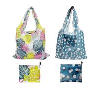 Bliceon 2-Pack Foldable Reusable Shopping Bags, Large Capacity, Multicolour, Polyester, Women