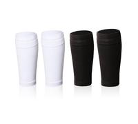 Bliceon 2 Pair Shin Pads Socks, Sleeves Double Layer Shin Pads With Mesh Breathable Design, Soccer Shin Guard Covers Socks For Football Games Beginner Kids Adults (Black & White)