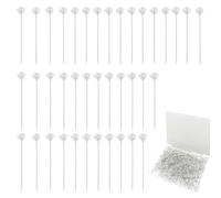 Bliceon 200Pcs Diamond Flower Pins for Bouquet, Crystal Rhinestone Bouquet Pins Straight Pins, 2 Inch Boutonniere Floral Corsage Pins Clear for Wedding Hair Accessories DIY Craft Jewelry Decoration