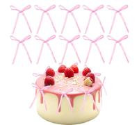 Bliceon 20Pcs Light Pink Bowknot Cake Toppers - Cake Decoration Picks for Baby Showers, Kids' Birthdays, Weddings and Anniversaries - Party Supplies for Cakes and Desserts