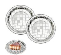 Bliceon 25 Pcs Silver Disposable Disco Ball Plates - 7" Party Plates for 70s Disco Theme, Bachelorette, Weddings, Birthdays and Decorations - for Festive Celebrations