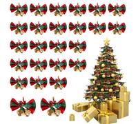 Bliceon 25pcs Christmas, Mini Tree, Wreath, New Year Red, Green, Gold Fabric Hanging Decorations