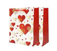 Bliceon 2Pcs Red Gift Bags - Medium Size Hearts Gift Bag for Women, Friends, for Birthdays, Christmas, New Year, Valentine's Day and Special Events - Cute Hearts Design