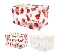 Bliceon 3 PCS Clear Pencil Case for Girls, Clear Makeup Bags, Large Transparent Pencil Case, Waterproof PVC Cosmetic Pouch Storage Bag for Women Travel Toiletries Travelling Office School Home Use