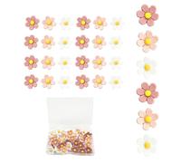 Bliceon 30 Pcs Flower Push Pins - 0.5 Inch Cork Board Thumbtacks for Notice Boards, Cardboards, Wall Art and Decorations - Pink and White Floral Drawing Pins for Home and Office Organization