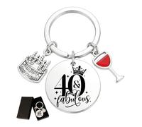 Bliceon 40th Birthday Gifts for Women Men, Personalised 40th Birthday Keyring, Unusual 40 Years Birthdays Gift for Her, Keyrings for Women Gifts, Anniversary, Friends