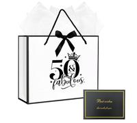 Bliceon 50th Birthday Gift Bag, Large 32×11×27 cm with Tissue Paper, Happy 50th Birthday Party Gift Bag for Women and Men, Suitable for Party, Anniversary