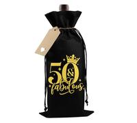 Bliceon 50th Birthday Gifts for Men Bottle Bags, Birthdays Wine Drawstring Gift Bags, 50th Funny Birthday Gifts for Men, Dad, Brothers, Friends and Colleague (Black)