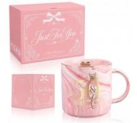 Bliceon 50th Birthday Gifts for Women, Fabulous 50th Birthday Coffee Mug with Card, 11oz Pink Marble Coffee Mug, Funny 50 Year Old Gift for Wife, Mum, Daughter, Sister, Best Friend