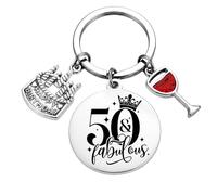 Bliceon 50th Birthday Gifts for Women Men, Personalised 50th Birthday Keyring, Unusual 50 Years Birthdays Gift for Her, Keyrings for Women Gifts, Anniversary, Friends