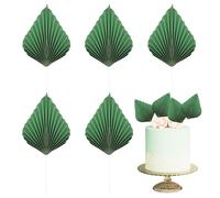 Bliceon 6 Pcs Greener Palm Leaf Fans Cake Toppers - Tropical Palm Leaf Cupcake Picks and Decorations for Baby Showers, Weddings, Birthdays, DIY Crafts - Party Supplies