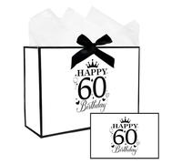 Bliceon 60th Birthday Gift Bag, 60th Birthday Gifts for Women, Medium Gift Bag, Includes Tissue Paper, Perfect for Men and Women Celebrations, Parties