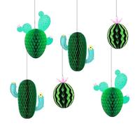 Bliceon 6Pcs Cactus Hanging Decorations - Honeycomb Fiesta Decor for Mexican Theme Parties, Birthdays, Classrooms & Holidays - Centerpieces in Green