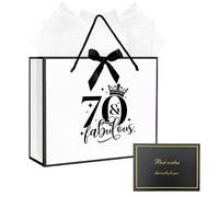 Bliceon 70th Birthday Gift Bag, Large 32×11×27 cm with Tissue Paper, Happy 70th Birthday Party Gift Bag for Women and Men, Suitable for Party, Anniversary