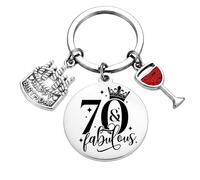 Bliceon 70th Birthday Gifts for Women, Personalised 70th Birthday Keyring, Unusual Birthdays Key Ring Gifts for 70 Year Old, Wife, Anniversary, Best Friend
