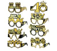 Bliceon 8 Pcs 40th Birthday Gold Black Paper Eyeglasses Photo Booth Props for Women Girls Party Decor Favors Gift Supplies 40 Year Celebration, Black Gold
