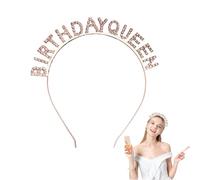 Bliceon Birthday Queen Headband with Rhinestones, Sparkling Princess Crown Tiara Hair Accessories for Girls & Women - for Birthday Parties and Valentine's Day Gifts (Rose Gold)