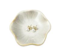 Bliceon Ceramic Trinket Dish and Ring Holder - Decorative Jewelry Tray for Rings, Keys and Small Items - Gift for Women, Mothers, Weddings, Bridal Showers and Birthdays - White
